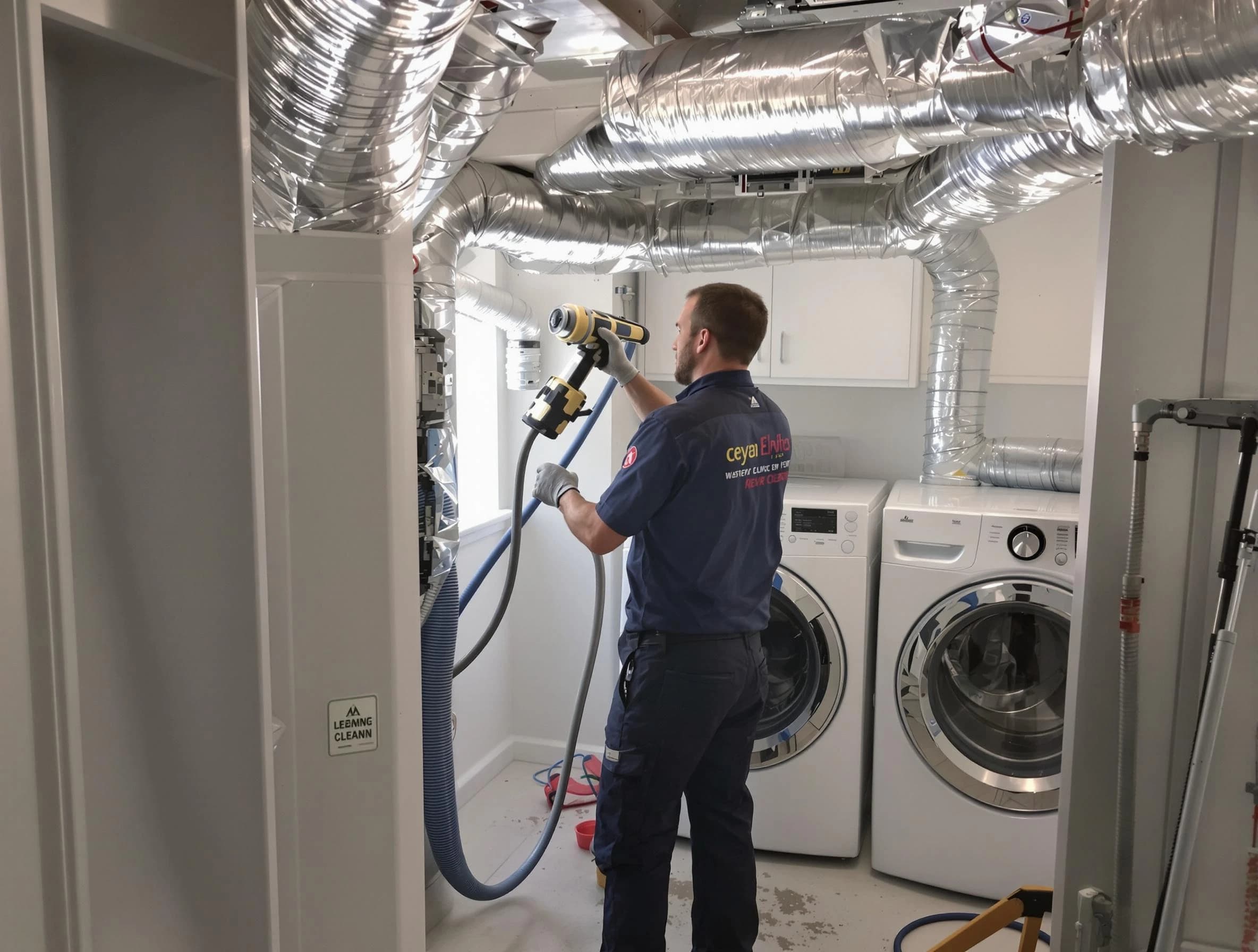 Highland Dryer Vent Cleaning specialist using advanced equipment for thorough duct cleaning in Highland