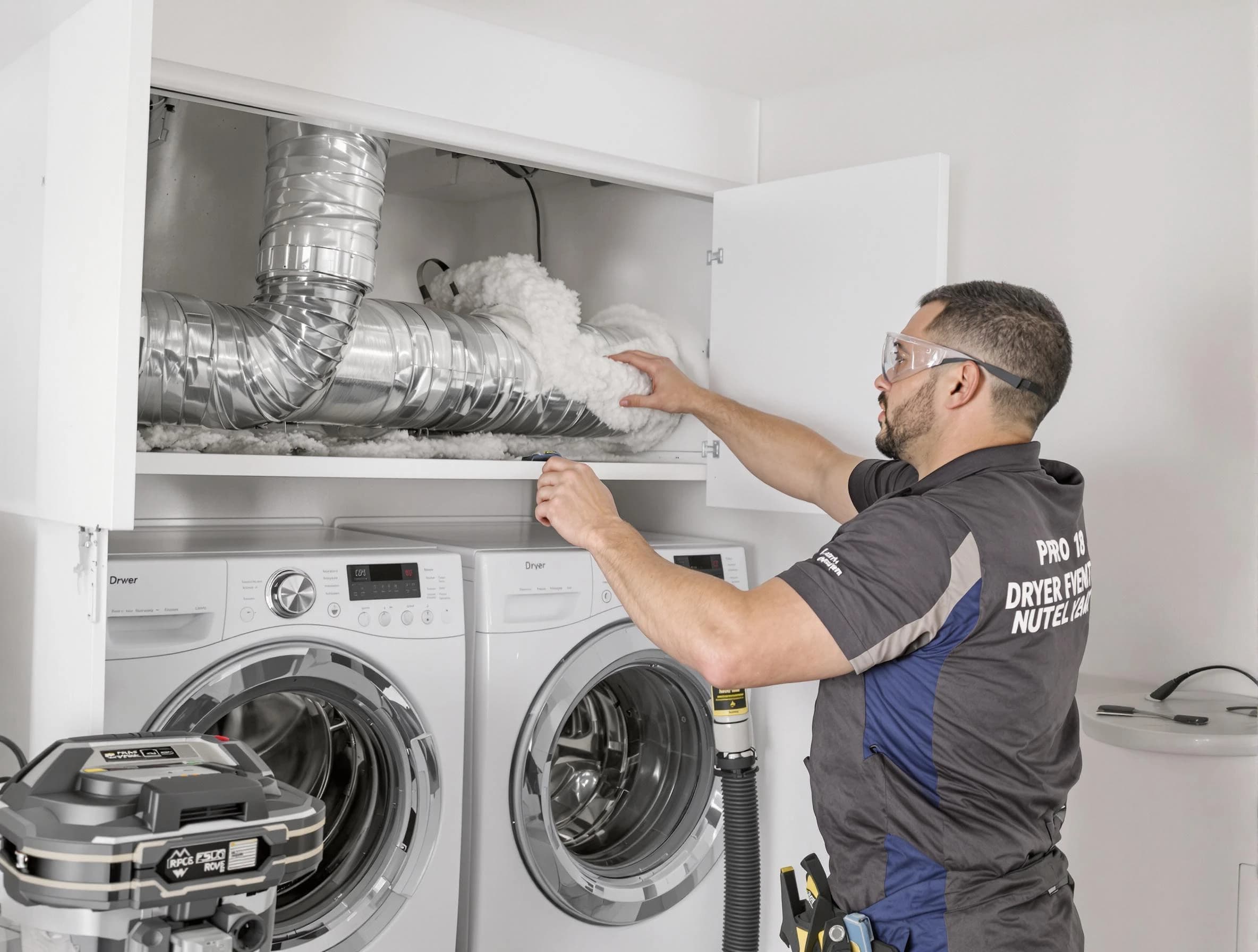 Highland Dryer Vent Cleaning certified technician performing specialized gas dryer vent cleaning in Highland