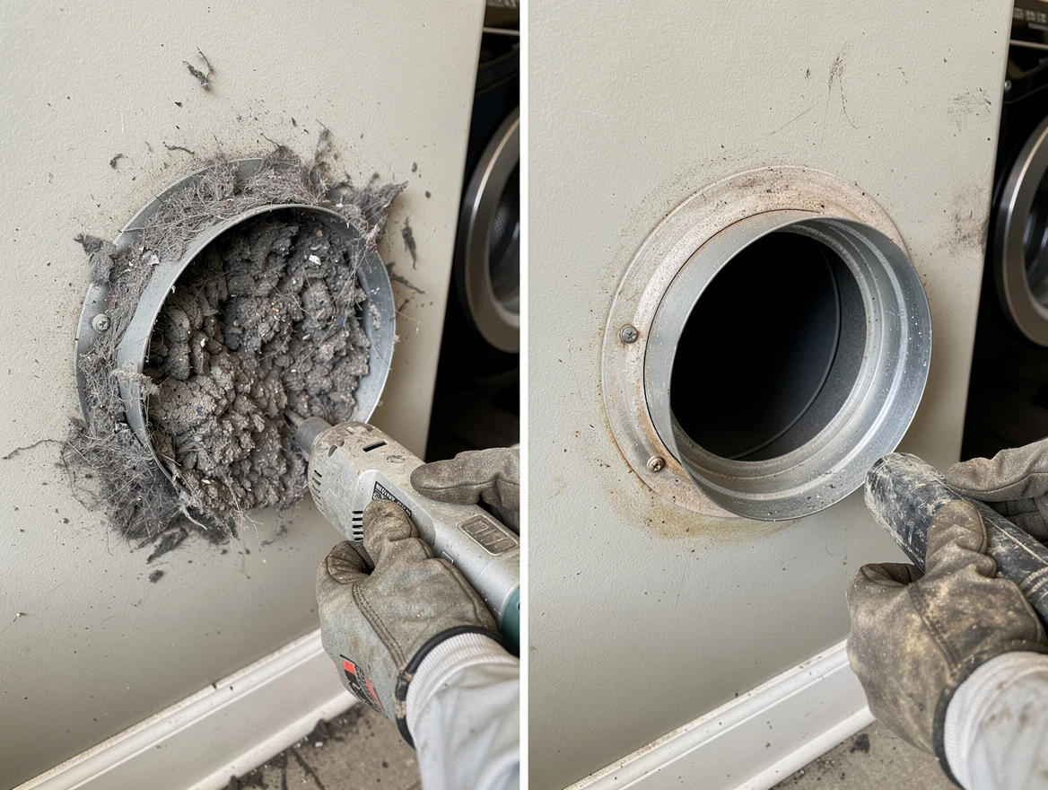 Professional clogged vent cleaning by Highland Dryer Vent Cleaning in Highland