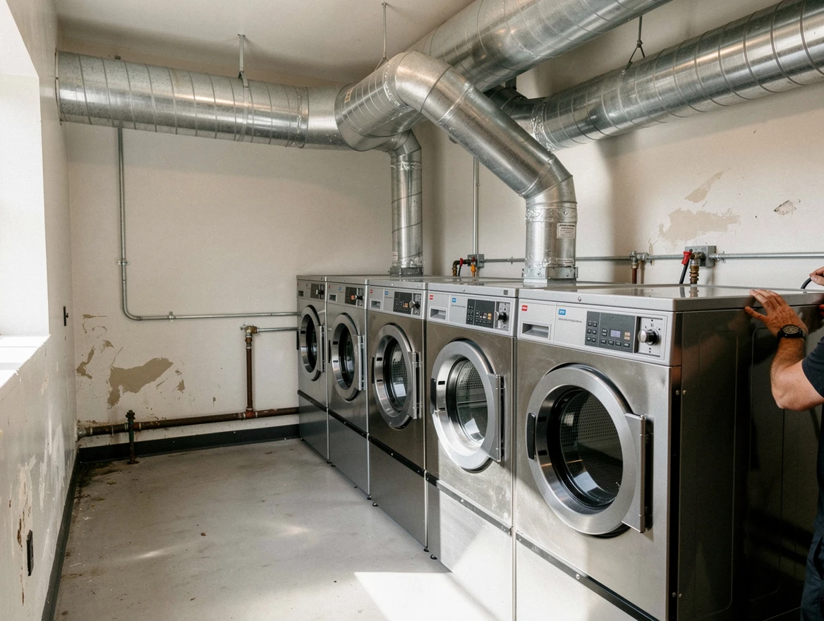 Highland Dryer Vent Cleaning team performing large-scale commercial dryer vent cleaning in Highland