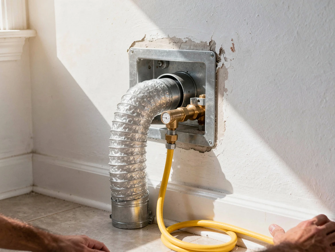 Highland Dryer Vent Cleaning certified technician performing specialized gas dryer vent cleaning in Highland